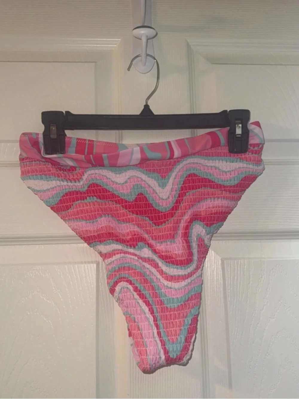 SHEIN Pink, Aqua and White Striped Two-Piece Bikini Set